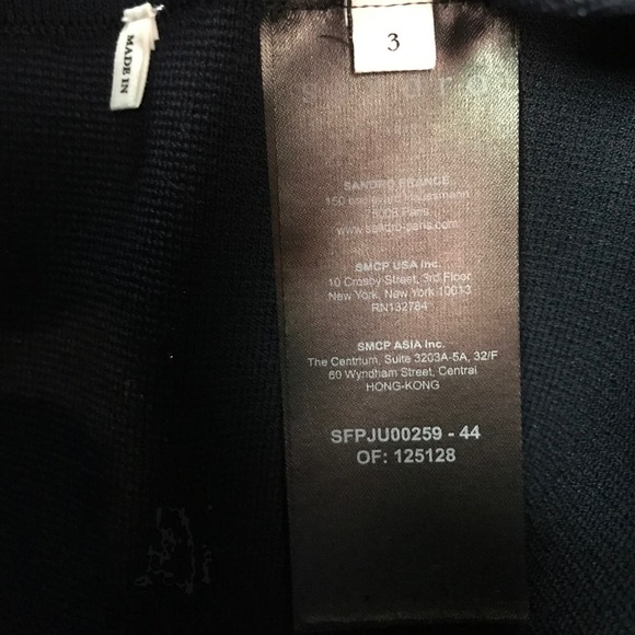 Sandro Paris Women's Skirt A-Line Navy Blue Knit Tortoise Belted Marine Sz L - Picture 8 of 9